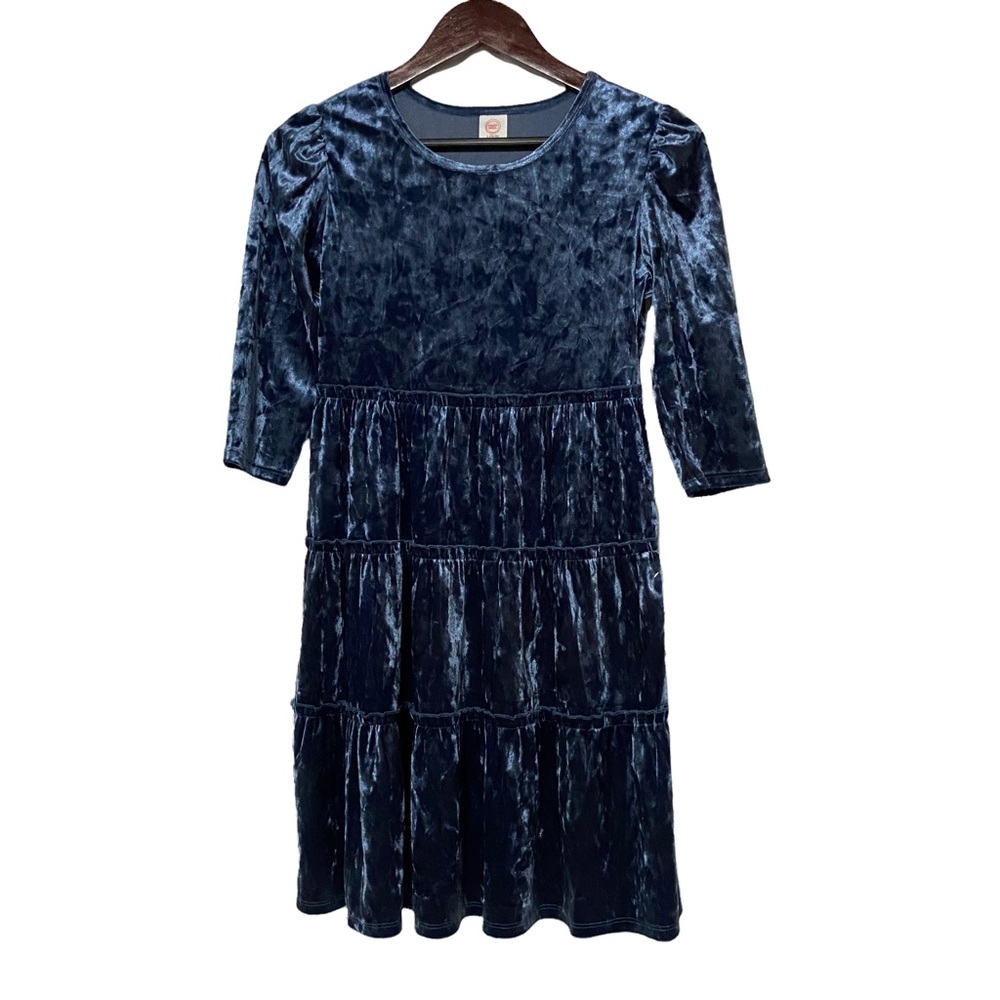 Navy Blue Crushed Velvet Dress Large Plus